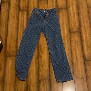 Hollister Woman’s  Blue Checkered Straight Jeans